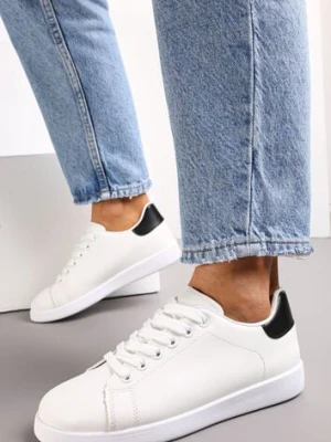 Zdjęcie produktu Biało-Czarne Sneakersy na Płaskiej Podeszwie z Ozdobną Wstawką i Sznurowaniem Neotine