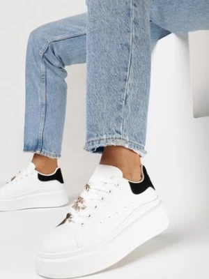 Biało-Czarne Sneakersy na Platformie Ariadi