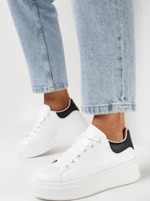 Biało-Czarne Sneakersy na Platformie Blari