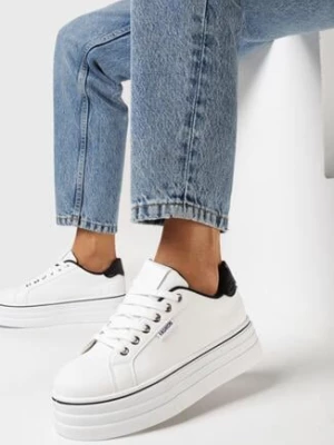 Biało-Czarne Sneakersy na Platformie Pallia