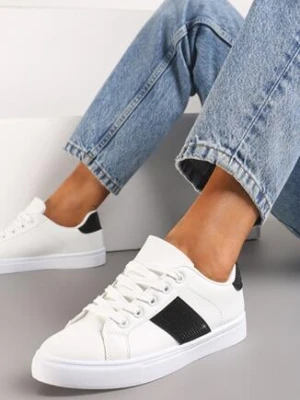Bialo-Czarne Sneakersy Ozdobione Cyrkoniami Perlara