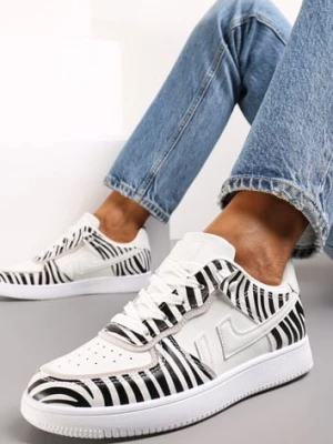 Biało-Czarne Sneakersy przed Kostkę z Sznurowaniem Eleuteria