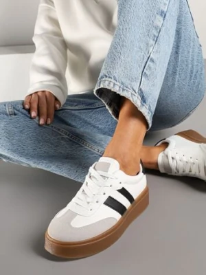 Biało-Czarne Sneakersy Tenisówki Ozdobione Paskami Sovresia ideal