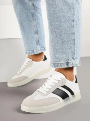 Biało-Czarne Sneakersy Tenisówki z Geometrycznym Wzorem Eleamila