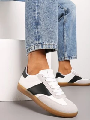 Biało-Czarne Sneakersy Tenisówki z Klasycznym Sznurowaniem Norio