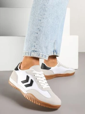 Biało-Czarne Sneakersy Typu Kultowe Tenisówki Zdobione Przeszyciami Mepenna 888