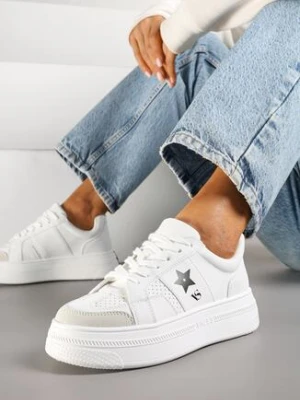 Biało-Czarne Sneakersy Vices na Grubej Podeszwie Ozdobione Gwiazdką Fenalia