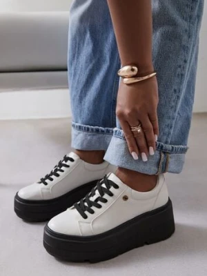 Biało-Czarne Sneakersy Vices na Grubej Podeszwie Tuliri