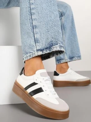 Biało-Czarne Sneakersy w Stylu Tenisówek z Geometrycznym Wzorem Avelresil ideal