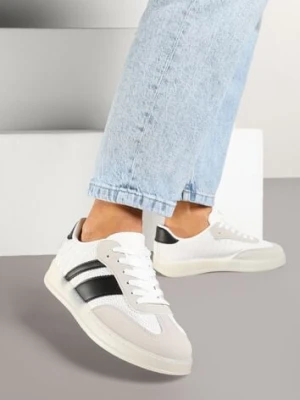 Biało-Czarne Sneakersy w Stylu Tenisówek z Paskami Eleaniria