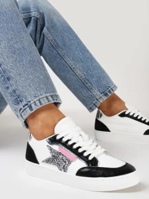 Biało-Czarne Sneakersy z Brokatową Gwiazdką Tileva