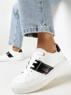 Biało-Czarne Sneakersy z Metaliczną Wstawką Dannu