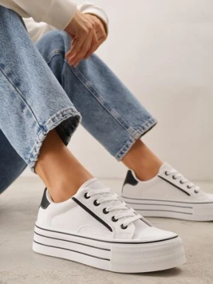 Biało-Czarne Trampki o Klasycznym Fasonie na Platformie Opheme ballada