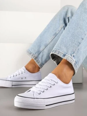 Biało-Czarne Trampki Vices na Platformie z Niską Cholewką Tiloria