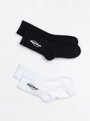 Biało-czarny zestaw skarpet z kontrastowym haftem 2-PAK Reporter