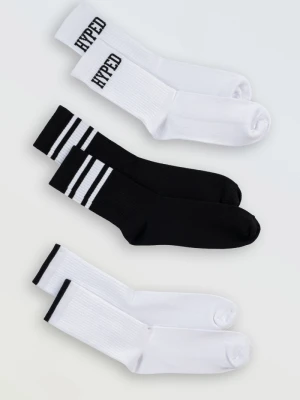 Biało-czarny zestaw skarpet z kontrastowym wzorem 3-PAK Reporter