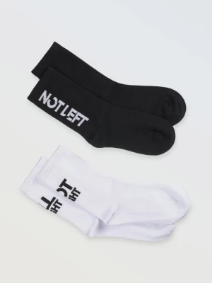 Biało-czarny zestaw skarpet z napisami 2-PAK Reporter