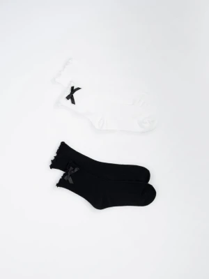 Biało-czarny zestaw skarpet z ozdobną kokardką 2-PAK Reporter