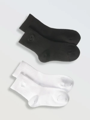 Biało-czarny zestaw skarpet z ozdobnym haftem 2-PAK Reporter Young