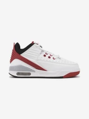 Biało-Czerwone Płaskie Buty Sportowe Sneakersy za Kostkę z Perforacją i Tłoczeniem Neritha