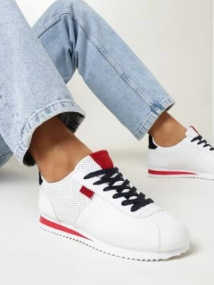 Biało-Czerwone Sneakersy Sznurowane Atheleta