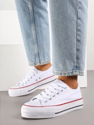 Biało-Czerwone Trampki Vices na Platformie z Niską Cholewką Tiloria