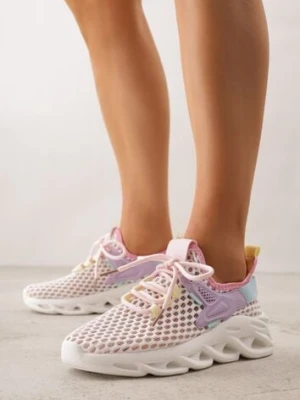 Biało-Fioletowe Buty Sportowe Sneakersy na Platformie Ozdobionej Tłoczeniem Teliriella joalice paris