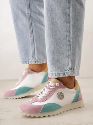 Biało-Fioletowe Skórzane Sneakersy z Metaliczną Ozdobą Rioneira goodin