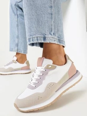 Biało-Fioletowe Sneakersy na Piankowej Podeszwie Dejana
