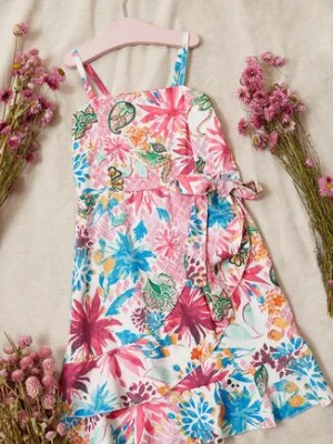 Zdjęcie produktu Biało-Fuksjowa Sukienka Nesenia