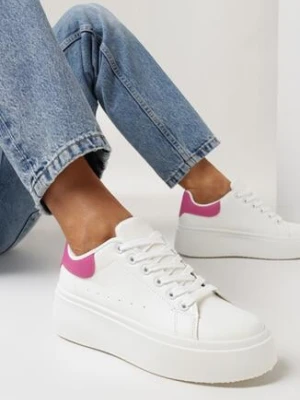 Biało-Fuksjowe Sneakersy na Platformie Spoola