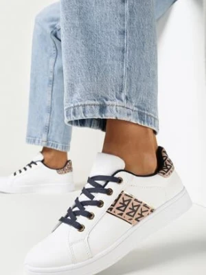 Biało-Granatowe Sneakersy z Wstawkami Dyvana