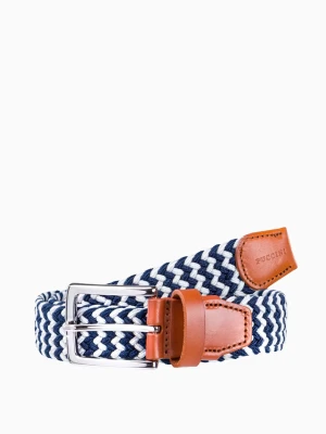 Biało granatowy elastyczny pasek męski rozmiar l Puccini