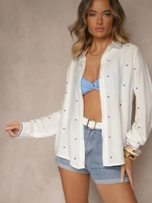 Biało-Niebieska Koszula z Wiskozy w Serca Koliselle melya by melody