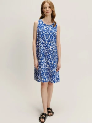 Biało-niebieska sukienka ze wzorem etno Greenpoint