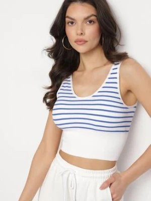 Biało-Niebieski Tank Top w Paski z Prążkowanej Tkaniny Sesillia elsa.m by may
