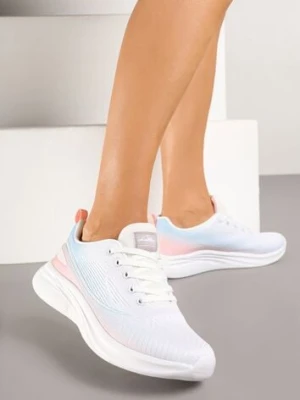 Biało-Niebieskie Buty Sportowe Sneakersy Siateczkowe na Podeszwie z Pianki Rellica