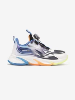 Biało-Niebieskie Płaskie Buty Sportowe Sneakersy z Ozdobną Podeszwą Rulagia