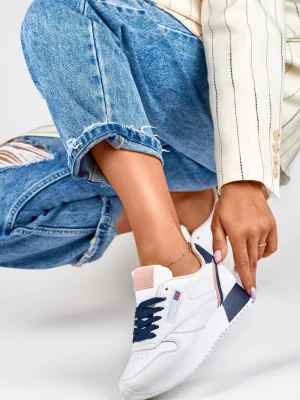 Biało-niebieskie sneakersy damskie klasyczne Merg
