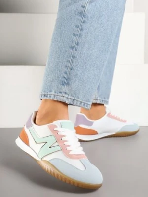 Biało-Niebieskie Sneakersy w Stylu Tenisówek Ozdobione Naszywką Tanelis