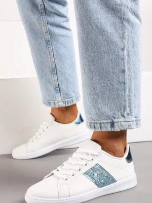 Biało-Niebieskie Sneakersy z Brokatowym Paskiem na Bogu Calapsa