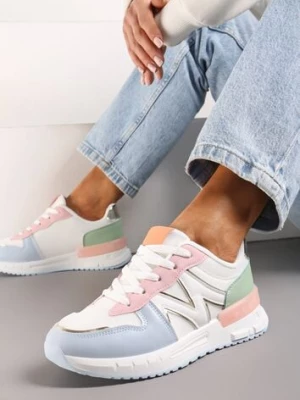 Biało-Niebieskie Sneakersy z Klasycznym Sznurowaniem i Wstawkami z Siateczki Veloraa