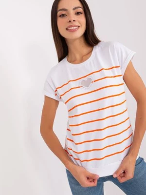 Biało-pomarańczowa damska bluzka w paski RELEVANCE