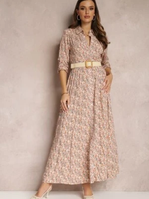 Biało-Pomarańczowa Sukienka Adena rosa