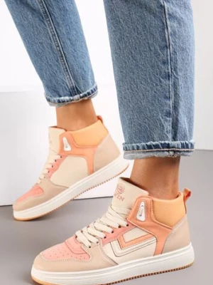 Biało-Pomarańczowe Sneakersy Maeramia