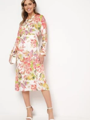 Biało-Różowa Sukienka Kopertowa z Kwiatowym Wzorem Anaviera sophyline