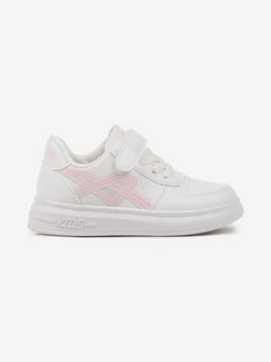 Biało-Różowe Buty Sportowe Sneakersy z Dodatkowym Zapięciem na Rzep Solivia
