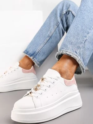 Biało-Różowe Sneakersy na Grubej Podeszwie Celessi