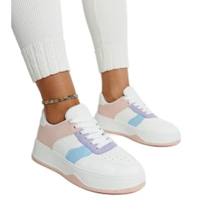 Biało-różowe sneakersy na grubszej podeszwie Rafida Inna marka