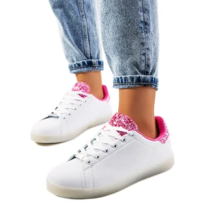 Zdjęcie produktu Biało różowe sneakersy z ledami Alfaro białe Inna marka